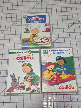 Caillou Kids DVD Collection - Helps Out, Kitchen, & Learns To Share, Preloved